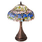 Meyda Lighting Poinsettia 18" Mahogany Bronze Fluted Accent Table Lamp With Multi-Colored Shade Glass