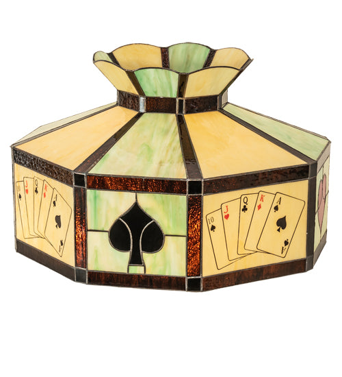 Meyda Lighting Poker Face 21" Multi-Colored Stained Shade Glass