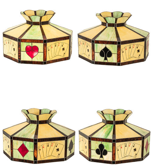 Meyda Lighting Poker Face 21" Multi-Colored Stained Shade Glass