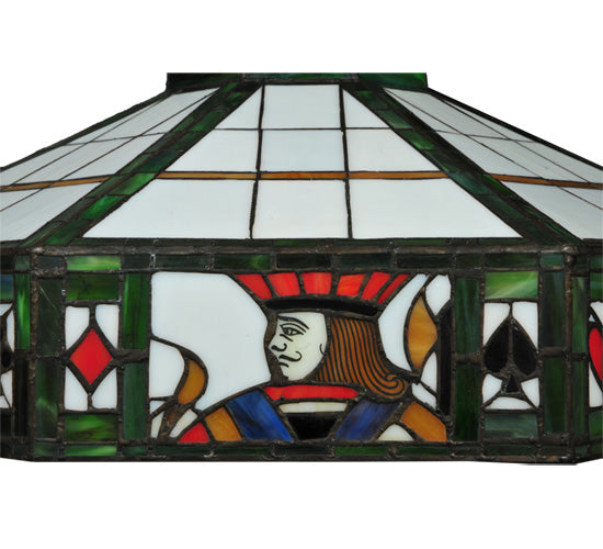 Meyda Lighting Poker Face 24" 3-Light Mahogany Bronze Pendant Light With Multi-Colored Stained Shade Glass