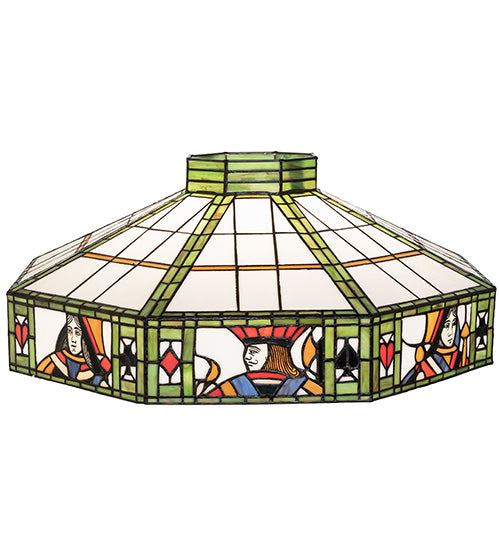 Meyda Lighting Poker Face 24" 3-Light Mahogany Bronze Pendant Light With Multi-Colored Stained Shade Glass