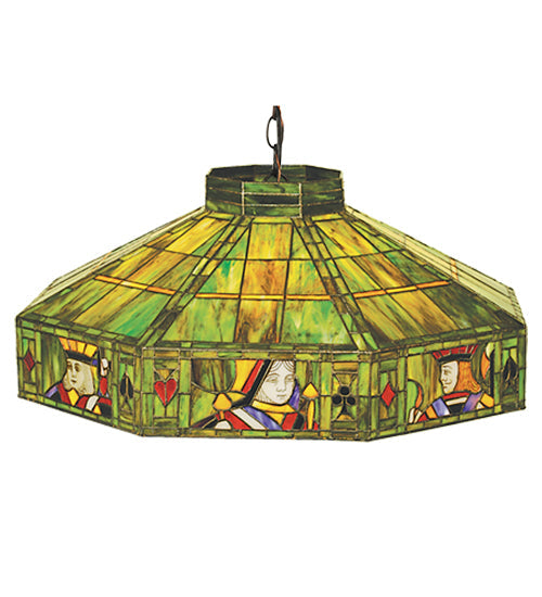 Meyda Lighting Poker Face 24" 4-Light Mahogany Bronze Pendant Light With Multi-Colored Shade Glass