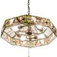 Meyda Lighting Poker Face 24" 4-Light Mahogany Bronze Pendant Light With Multi-Colored Stained Shade Glass