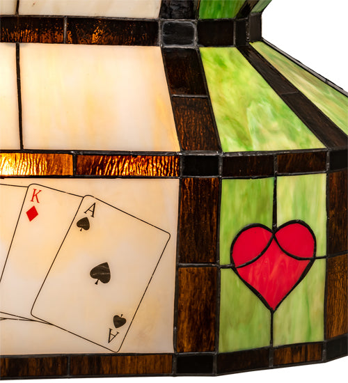 Meyda Lighting Poker Face 33" 3-Light Mahogany Bronze Island Pendant Light With Multi-Colored Shade Glass
