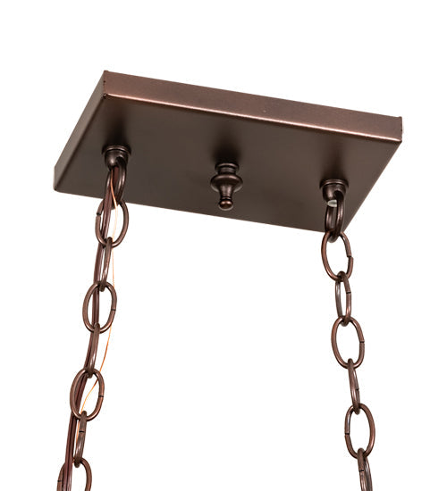 Meyda Lighting Poker Face 33" 3-Light Mahogany Bronze Island Pendant Light With Multi-Colored Shade Glass