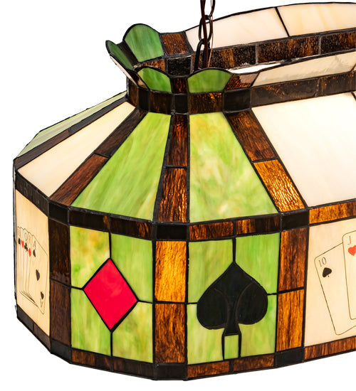 Meyda Lighting Poker Face 33" 3-Light Mahogany Bronze Island Pendant Light With Multi-Colored Shade Glass