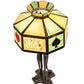 Meyda Lighting Poker Face 33" 3-Light Mahogany Bronze Table Lamp With Multi-Colored Stained Shade Glass