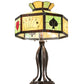 Meyda Lighting Poker Face 33" 3-Light Mahogany Bronze Table Lamp With Multi-Colored Stained Shade Glass
