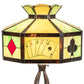 Meyda Lighting Poker Face 33" 3-Light Mahogany Bronze Table Lamp With Multi-Colored Stained Shade Glass