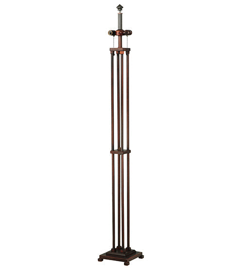 Meyda Lighting Poker Face 61" 2-Light Mahogany Bronze Floor Lamp With Multi-Colored Stained Shade Glass