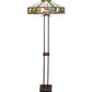 Meyda Lighting Poker Face 61" 2-Light Mahogany Bronze Floor Lamp With Multi-Colored Stained Shade Glass