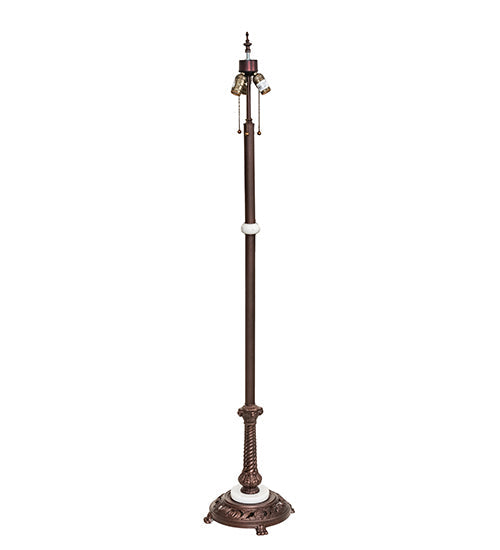 Meyda Lighting Poker Face 63" 3-Light Mahogany Bronze Floor Lamp With Multi-Colored Stained Shade Glass