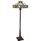 Meyda Lighting Poker Face 65" 2-Light Mahogany Bronze Floor Lamp With Multi-Colored Stained Shade Glass