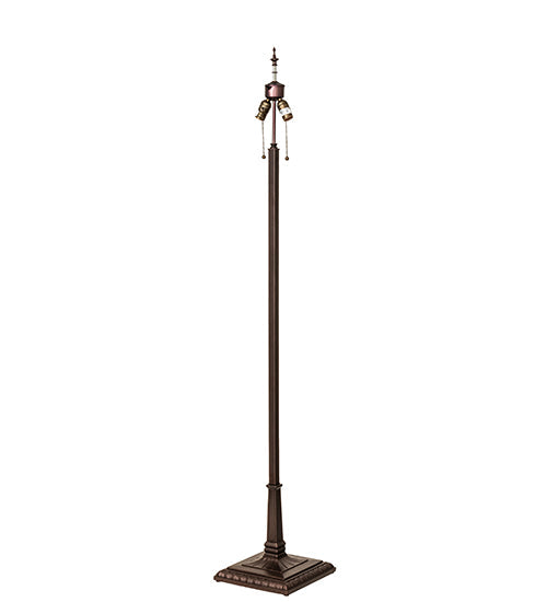 Meyda Lighting Poker Face 65" 2-Light Mahogany Bronze Floor Lamp With Multi-Colored Stained Shade Glass