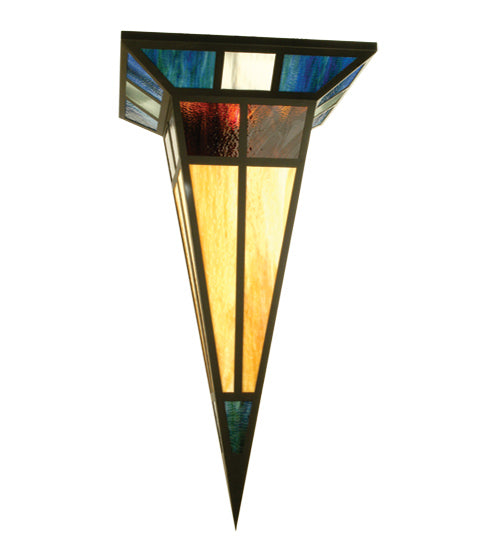 Meyda Lighting Polaris 24"Sq Black Semi-flush Mount Light With Multi-Colored Shade Glass