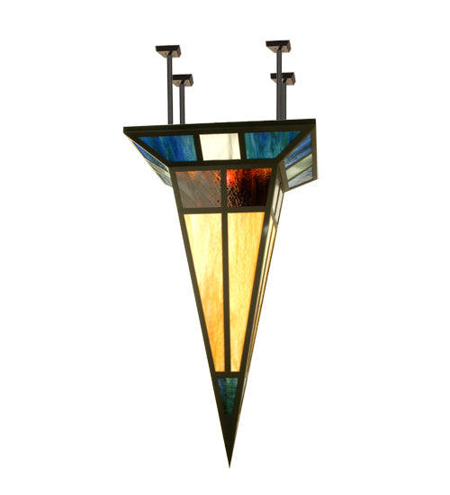 Meyda Lighting Polaris 30"Sq Black Semi-flush Mount Light With Multi-Colored Shade Glass