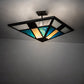 Meyda Lighting Polaris 43" Oil Rubbed Bronze Semi-flush Mount Light With Multi-Colored Shade Glass
