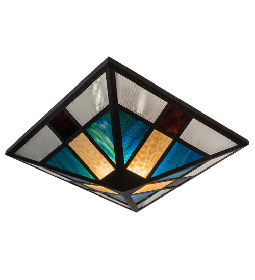 Meyda Lighting Polaris 43" Oil Rubbed Bronze Semi-flush Mount Light With Multi-Colored Shade Glass