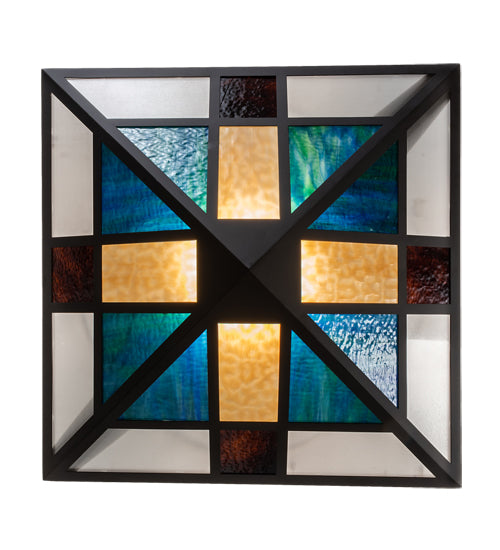 Meyda Lighting Polaris 43" Oil Rubbed Bronze Semi-flush Mount Light With Multi-Colored Shade Glass