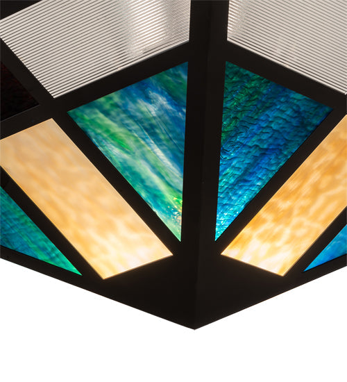 Meyda Lighting Polaris 43" Oil Rubbed Bronze Semi-flush Mount Light With Multi-Colored Shade Glass