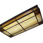 Meyda Lighting Polaris 48" 3-Light Timeless Bronze Island Flush Mount Light With Amber Mica & Beige Iridescent Art Shade Glass