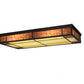 Meyda Lighting Polaris 48" 3-Light Timeless Bronze Island Flush Mount Light With Amber Mica & Beige Iridescent Art Shade Glass
