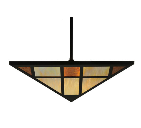 Meyda Lighting Polaris 51" 4-Light Timeless Bronze Inverted Pendant Light With Amber Mica & Beige Iridescent Shade Glass