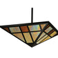 Meyda Lighting Polaris 51" 4-Light Timeless Bronze Inverted Pendant Light With Amber Mica & Beige Iridescent Shade Glass