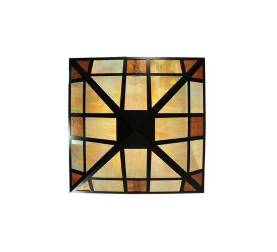 Meyda Lighting Polaris 51" 4-Light Timeless Bronze Inverted Pendant Light With Amber Mica & Beige Iridescent Shade Glass