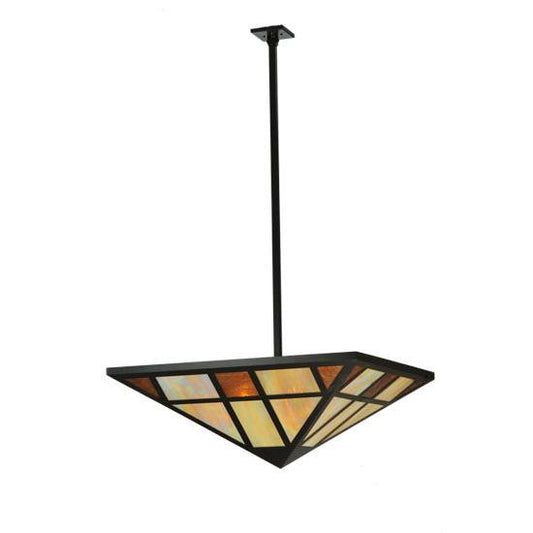 Meyda Lighting Polaris 51" 4-Light Timeless Bronze Inverted Pendant Light With Amber Mica & Beige Iridescent Shade Glass
