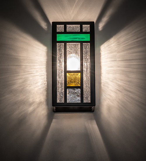 Meyda Lighting Polaris 6" Solar & Matte Black Wall Sconce With Multi-Colored Shade Glass