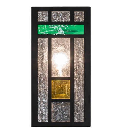 Meyda Lighting Polaris 6" Solar & Matte Black Wall Sconce With Multi-Colored Shade Glass