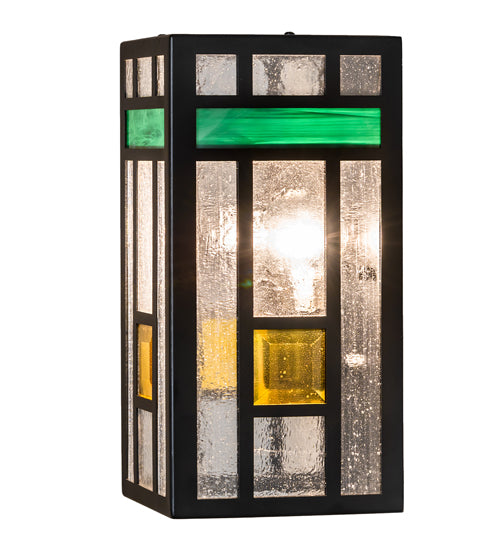 Meyda Lighting Polaris 6" Solar & Matte Black Wall Sconce With Multi-Colored Shade Glass