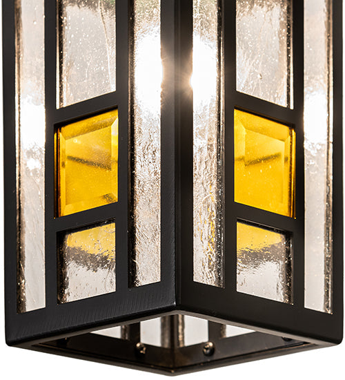 Meyda Lighting Polaris 7" Solar Black Mini Pendant Light With Multi-Colored Shade Glass