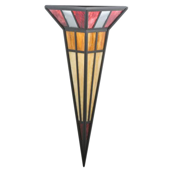 Meyda Lighting Polaris II 18" 2-Light Black Wall Sconce With Red and Amber Shade Glass