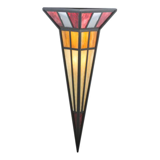 Meyda Lighting Polaris II 18" 2-Light Black Wall Sconce With Red and Amber Shade Glass