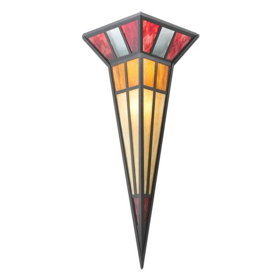 Meyda Lighting Polaris II 18" 2-Light Black Wall Sconce With Red and Amber Shade Glass