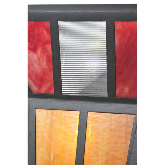 Meyda Lighting Polaris II 18" 2-Light Black Wall Sconce With Red and Amber Shade Glass