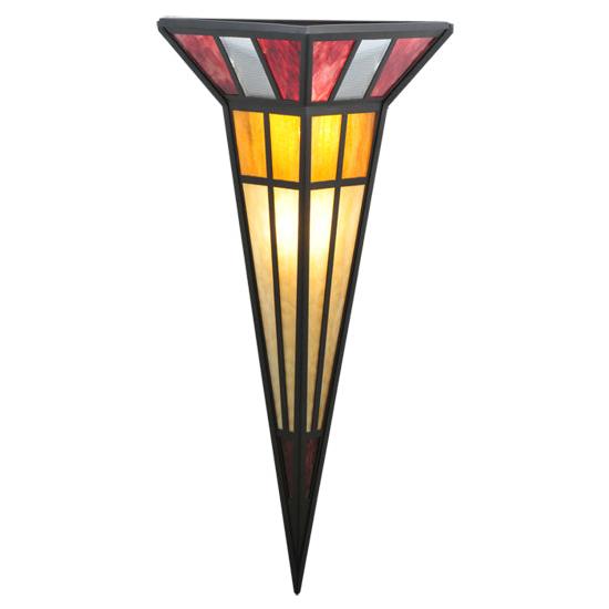 Meyda Lighting Polaris II 18" 2-Light Black Wall Sconce With Red and Amber Shade Glass