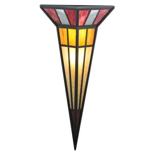 Meyda Lighting Polaris II 18" 2-Light Black Wall Sconce With Red and Amber Shade Glass