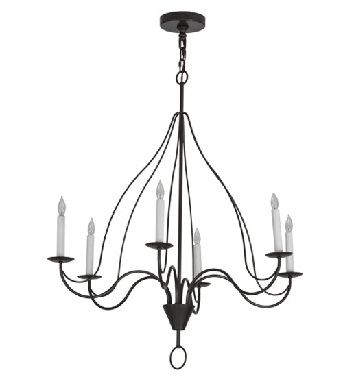 Meyda Lighting Polonaise 36" 6-Light Timeless Bronze Chandelier With White Faux Candlelight