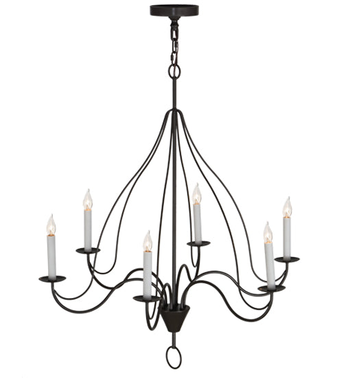 Meyda Lighting Polonaise 36" 6-Light Timeless Bronze Chandelier With White Faux Candlelight