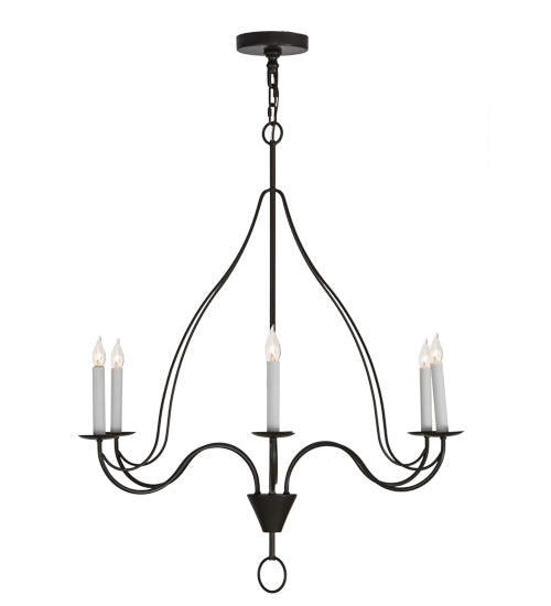Meyda Lighting Polonaise 36" 6-Light Timeless Bronze Chandelier With White Faux Candlelight