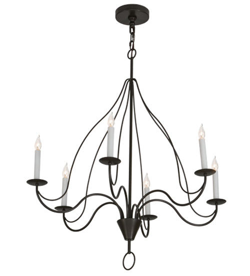 Meyda Lighting Polonaise 36" 6-Light Timeless Bronze Chandelier With White Faux Candlelight