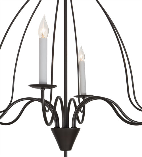Meyda Lighting Polonaise 36" 6-Light Timeless Bronze Chandelier With White Faux Candlelight