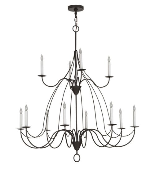 Meyda Lighting Polonaise 48" 12-Light 2-Tier Timeless Bronze Chandelier With White Faux Candlelight
