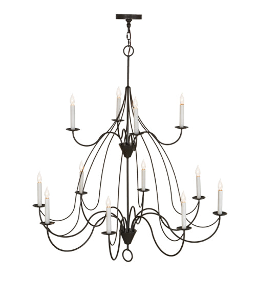 Meyda Lighting Polonaise 48" 12-Light 2-Tier Timeless Bronze Chandelier With White Faux Candlelight
