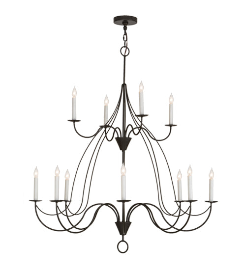 Meyda Lighting Polonaise 48" 12-Light 2-Tier Timeless Bronze Chandelier With White Faux Candlelight