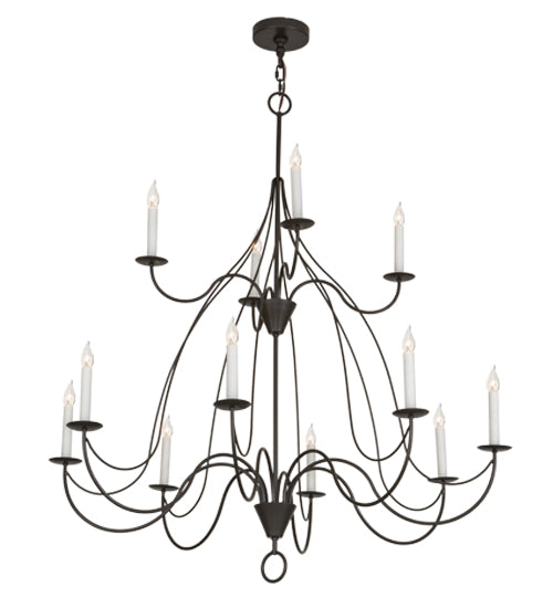 Meyda Lighting Polonaise 48" 12-Light 2-Tier Timeless Bronze Chandelier With White Faux Candlelight