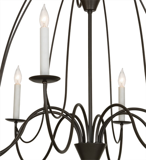 Meyda Lighting Polonaise 48" 12-Light 2-Tier Timeless Bronze Chandelier With White Faux Candlelight
